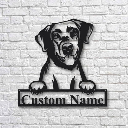 Personalized Labrador Retriever Dog Cut Metal Sign, Dog Lover Custom Name Metal Wall Art, Labrador Retriever Dog