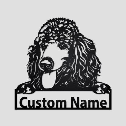 Personalized Poodle Dog Cut Metal Sign, Dog Lover Custom Name Metal Wall Art, Laser Cut Metal Signs Poodle Dog