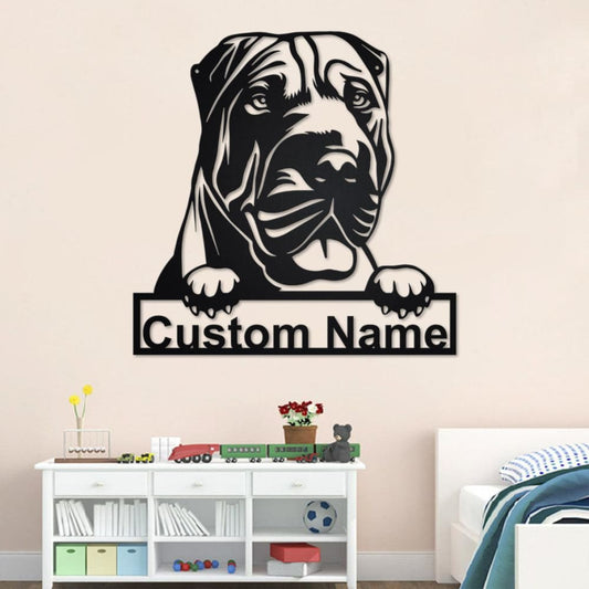 Personalized Shar Pei Dog Metal Sign, Dog Lover Metal Wall Art, Laser Cut Metal Signs Shar Pei Dog