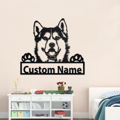Personalized Siberian Husky Cut Metal Sign, Dog Lover Custom Metal Wall Art, Laser Cut Metal Signs Siberian Husky Dog