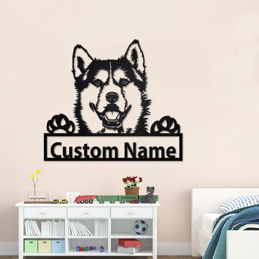 Personalized Siberian Husky Cut Metal Sign, Dog Lover Custom Metal Wall Art, Laser Cut Metal Signs Siberian Husky Dog