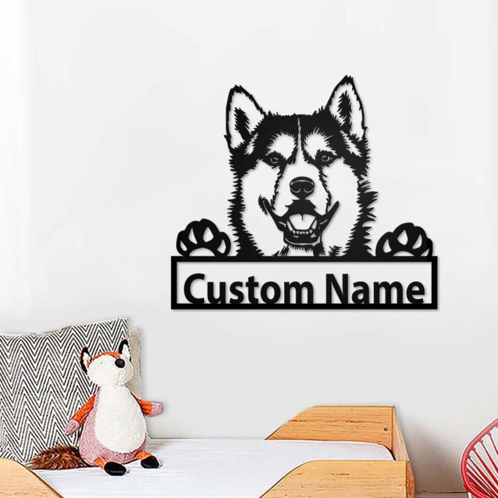 Personalized Siberian Husky Cut Metal Sign, Dog Lover Custom Metal Wall Art, Laser Cut Metal Signs Siberian Husky Dog