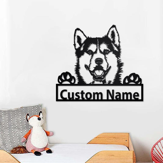 Personalized Siberian Husky Cut Metal Sign, Dog Lover Custom Metal Wall Art, Laser Cut Metal Signs Siberian Husky Dog
