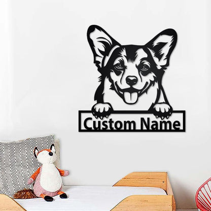 Godmerch- Cut Metal Sign- Personalized Welsh Corgi Cut Metal Sig, Dog Lover Metal Cut Out Signs, Laser Cut Metal Signs