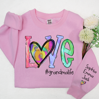 Love Grandmalife colorful heart  And Grandkids 2024 Sweatshirt