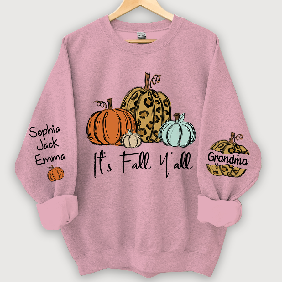 Personalized Its Fall Yall Grandma And Grandkids Pumpkin autumn CL01 Sweatshirt
