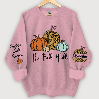 Personalized Its Fall Yall Grandma And Grandkids Pumpkin autumn CL01 Sweatshirt