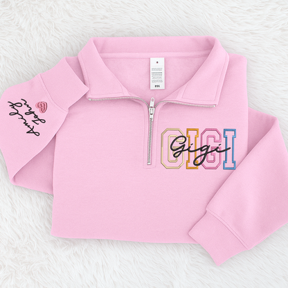 Personalized Gigi color Embroidered Set – Custom Family Name Sweatshirt and Sweatpants Embroidery Outfit – Parents Gift for Christmas, Anniversary