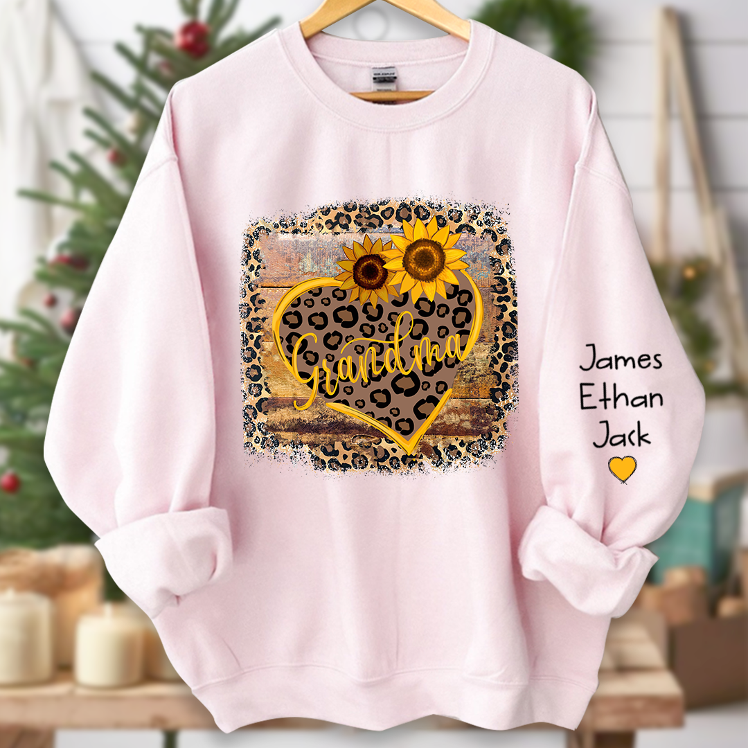Personalized Mimi Heart Sunflower Sweatshirt Custom Grandma and Grandkids Sweatshirt