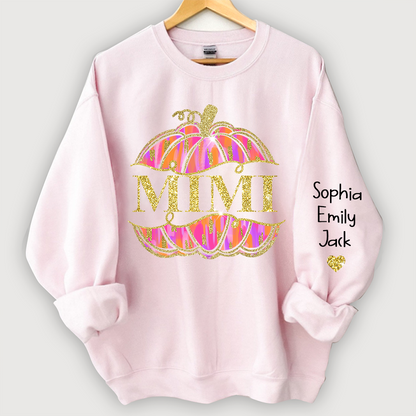 Mimi Pumpkin Glitter And Kids Autumn Sweatshirt