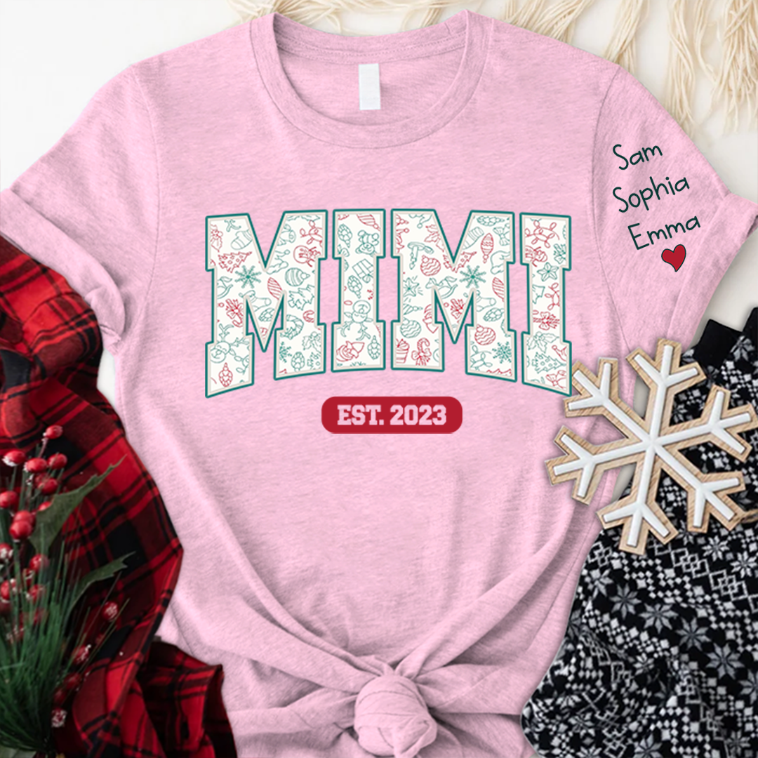Mimi est ,Merry Christmas Nana, Grandma ,Custom Grandma Christmas T-Shirt