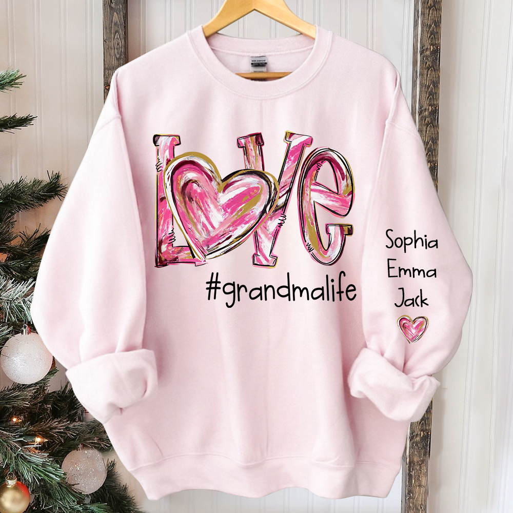 Love grandmalife pink color Christmas And Grandkids Sweatshirt