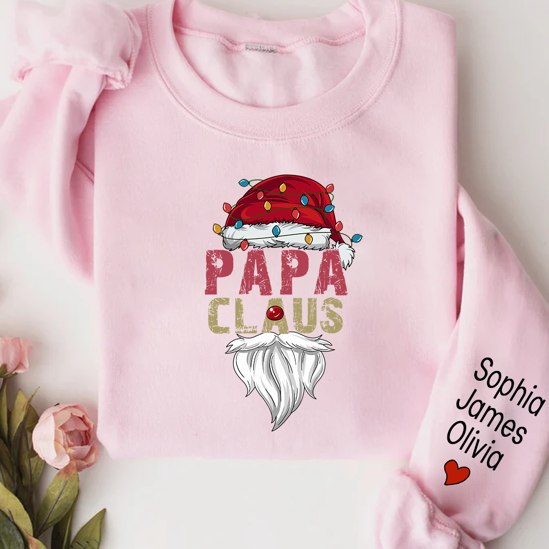 Merry Christmas Papa Claus, Dad Claus 2023 And Custom Name Kids Sweatshirt