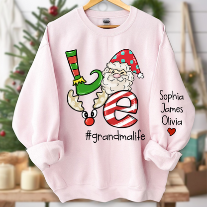 Personalized Love grandmalife Merry Christmas and Grandkids Sweatshirt