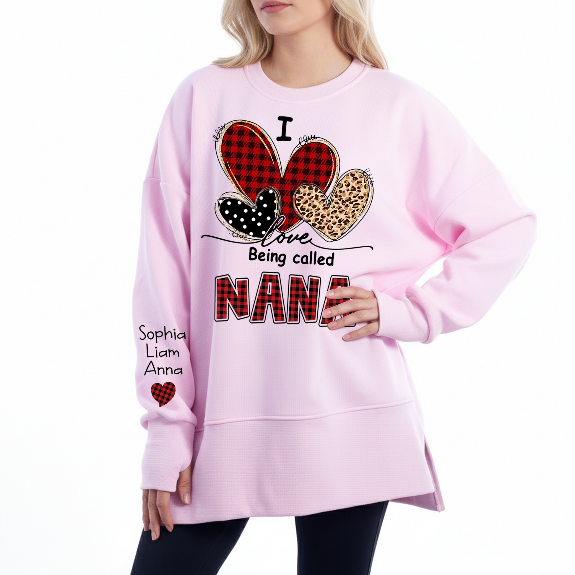 I Love Being Calling Nana Oversized Sweatshirt, Personalized Grandma Shirt with Kids Names