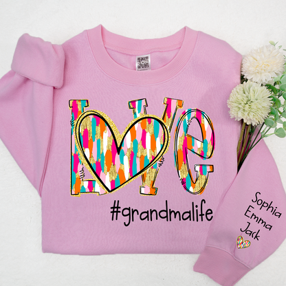 Personalized Love grandmalife Colorful And Grandkids Chritsmas Sweatshirt