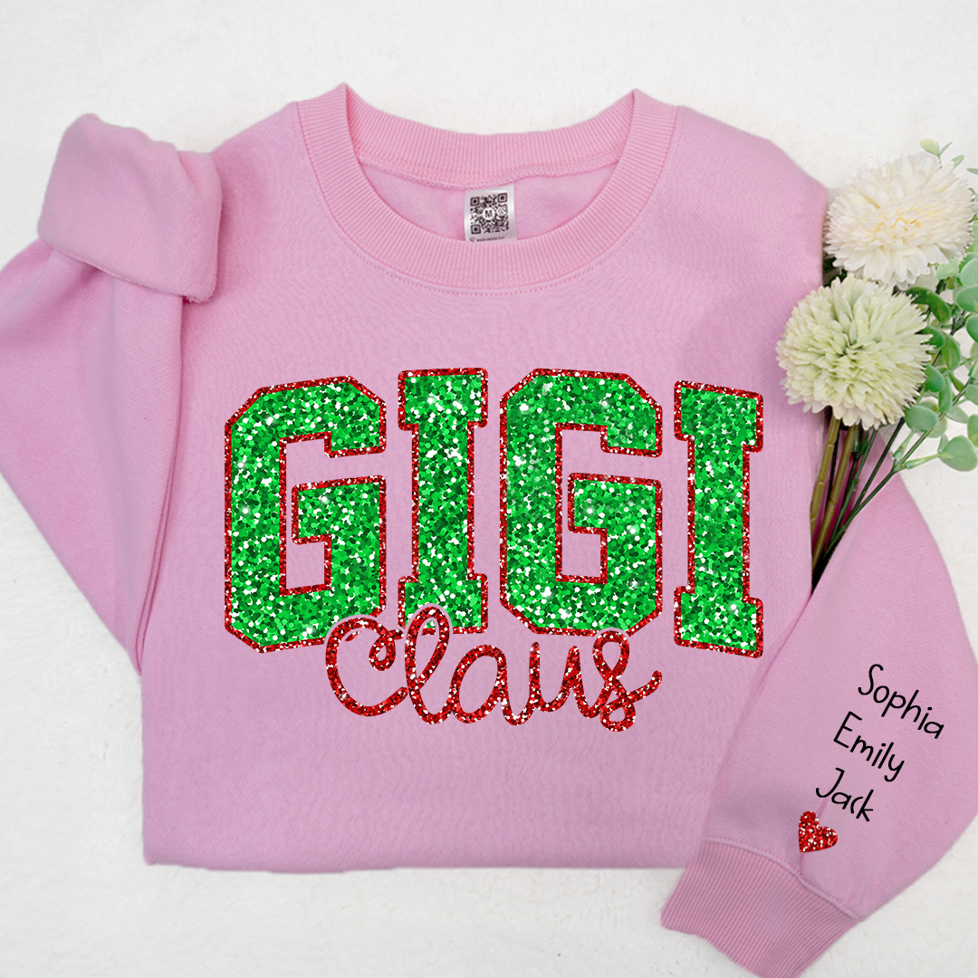 Glitter Red Gigi Claus Christmas With Grandkids Sweatshirt
