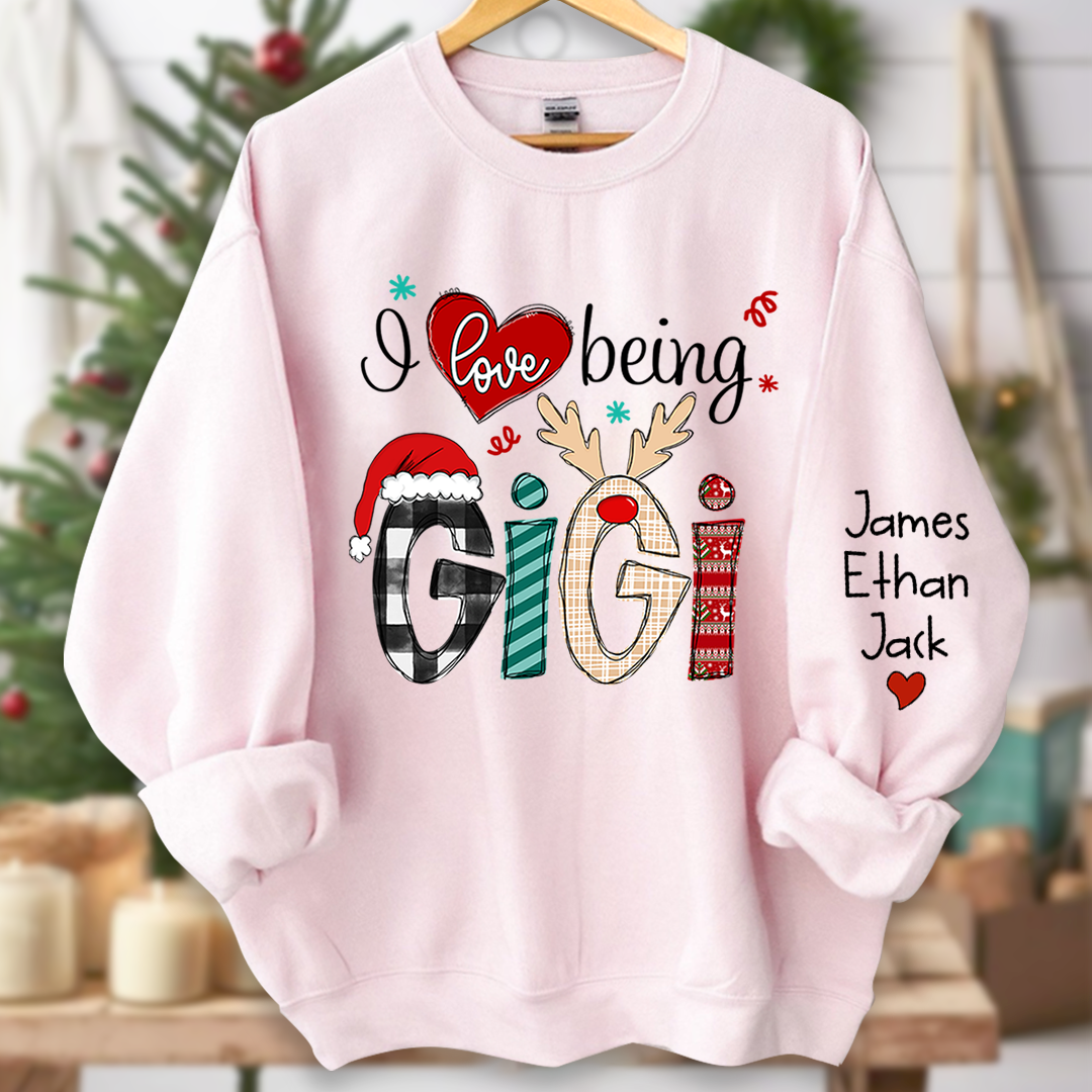 Christmas I love being Gigi Claus Sweatshirt, Merry Christmas Nana Sweatshirt, Custom Grandma Claus Christmas