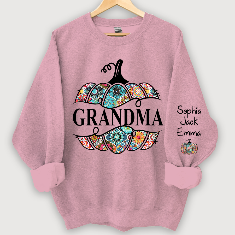 Personalized Cut Pumpkin With Grandkid Trend autumn Sweatshirt