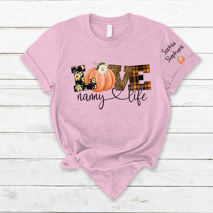 Personalized Love Grandma Life Fall Season Pumpkin T-Shirt