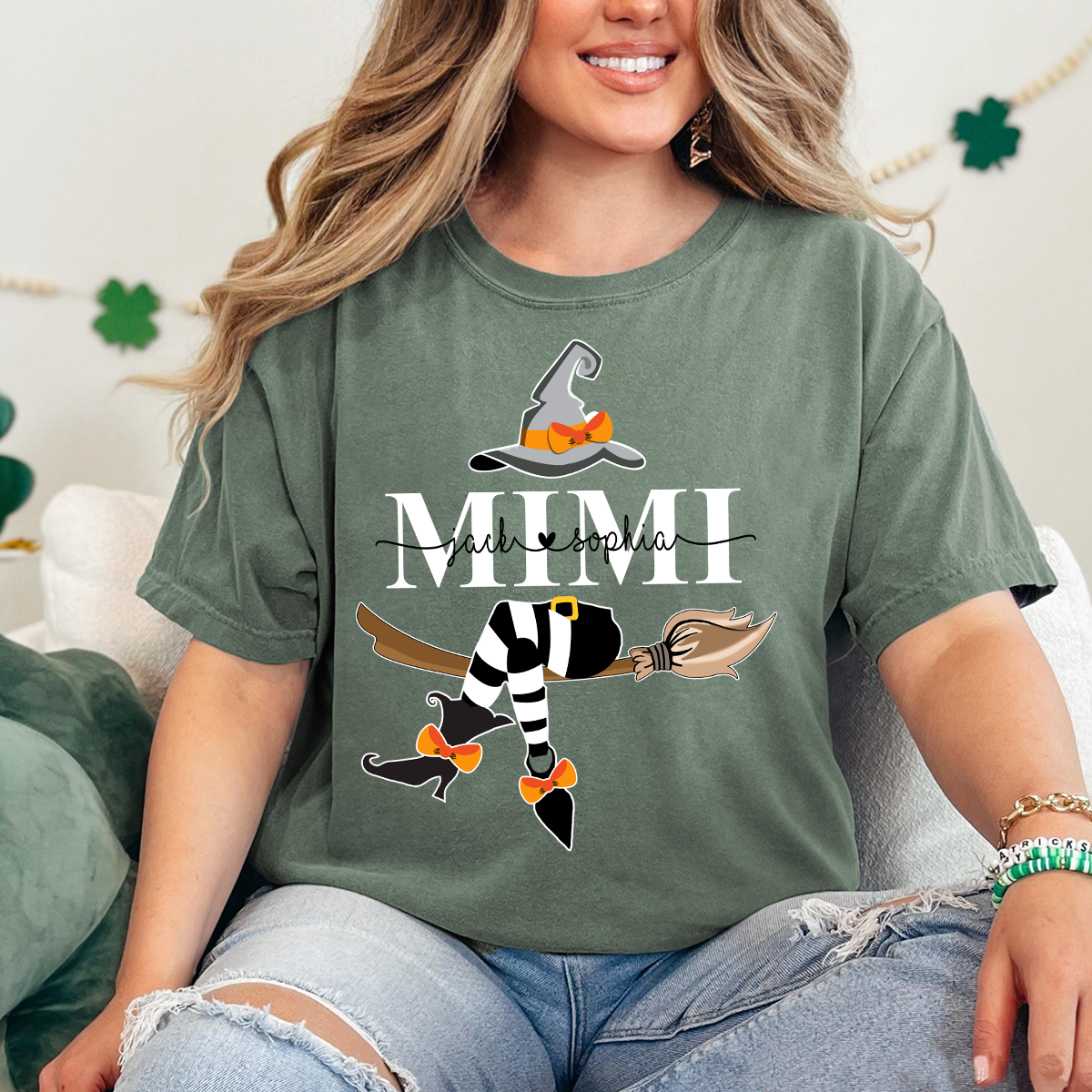 Comfort Colors® Custom Mimi Witch And Grandkids Halloween T-Shirt