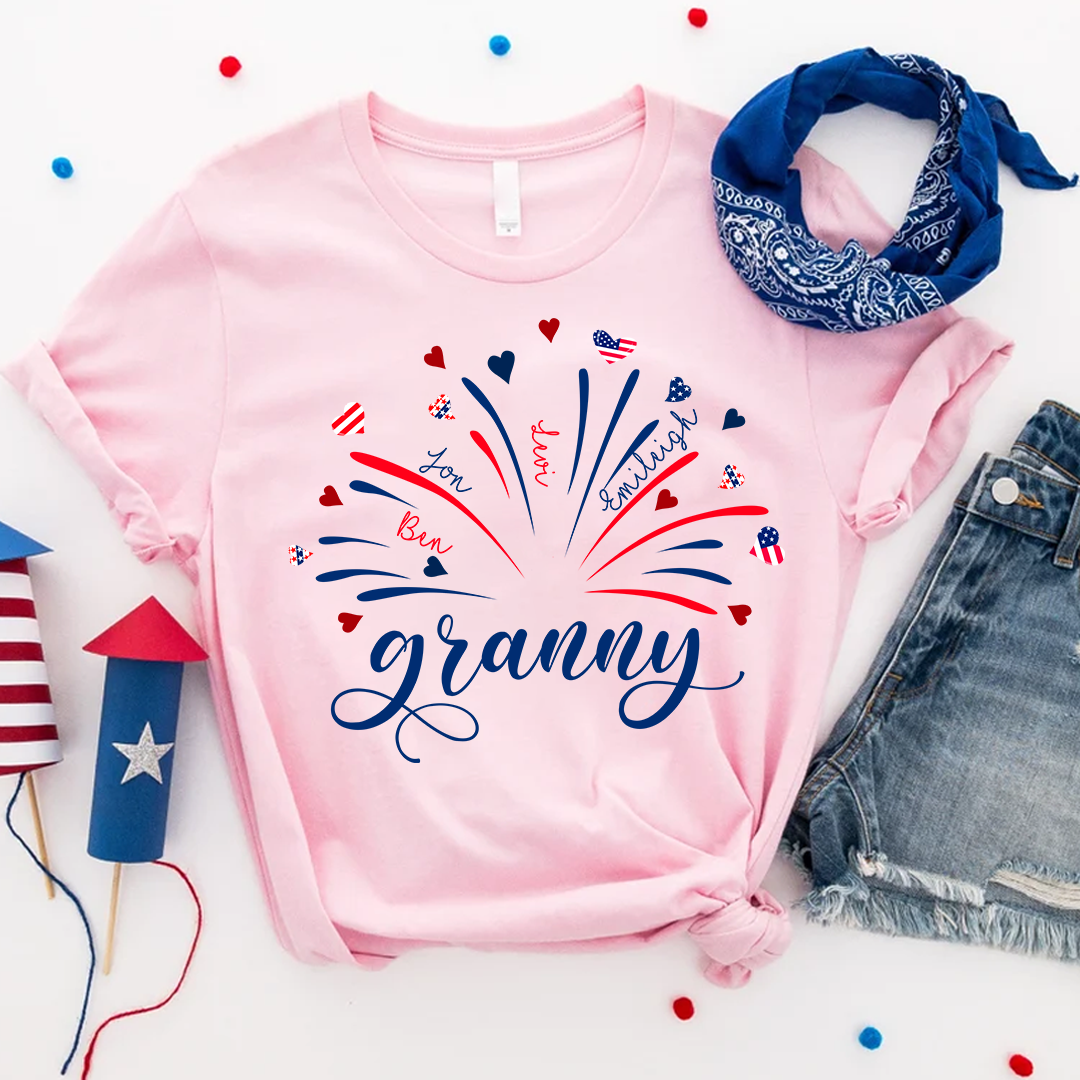 Firework America Flag Grandma And Kids