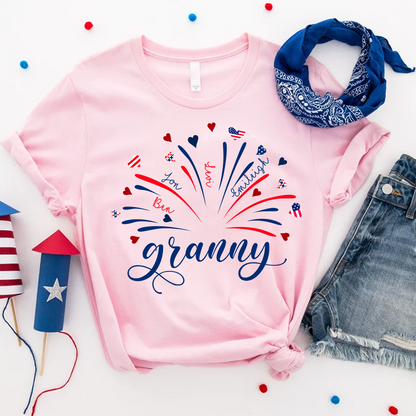 Firework America Flag Grandma And Kids