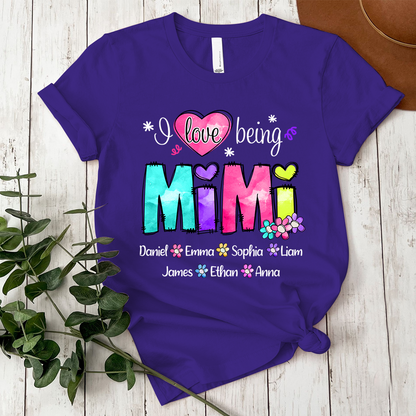 Custom I love being Nana Color Shirt, Personalized Nickname And Grandkids, Gift For Mother's Day