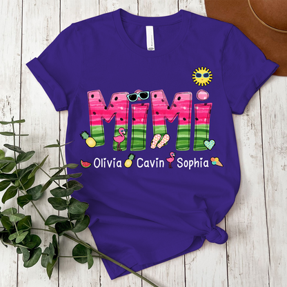Custom Mimi Watermelon Summer Shirt, Personalized Nickname And Grandkids T-Shirt