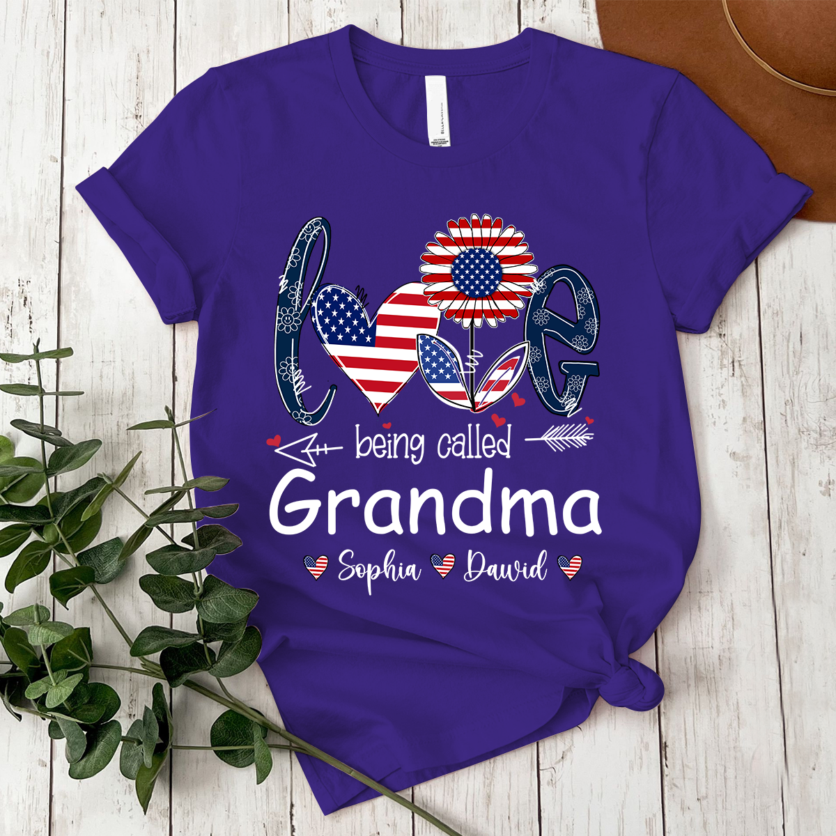 Custom Love Being Grandma USA Shirt, Personalized Nickname And Grandkids