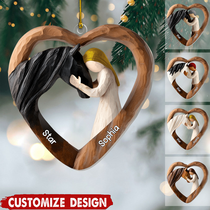 Personalized Equestrian Bond Ornament 2025, Custom Acrylic Heart Decoration, Unique Christmas Gift For Horse Lovers And Riders Ornament