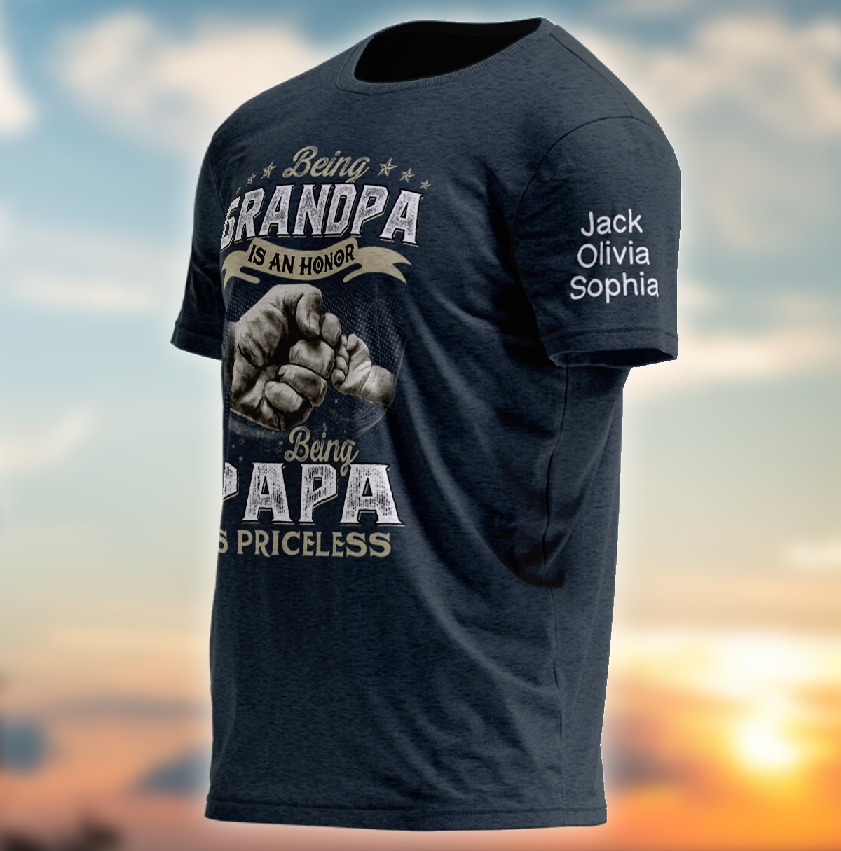 Personalized Grandpa Papa Shirt, Being Grandpa Is An Honor Being Papa Is Priceless T Shirt