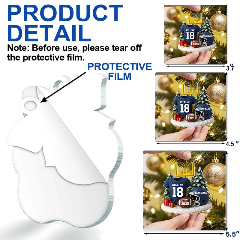 Personalized Football Team Ornament – Custom Player Uniform Gift for Fans & Lovers Ornament