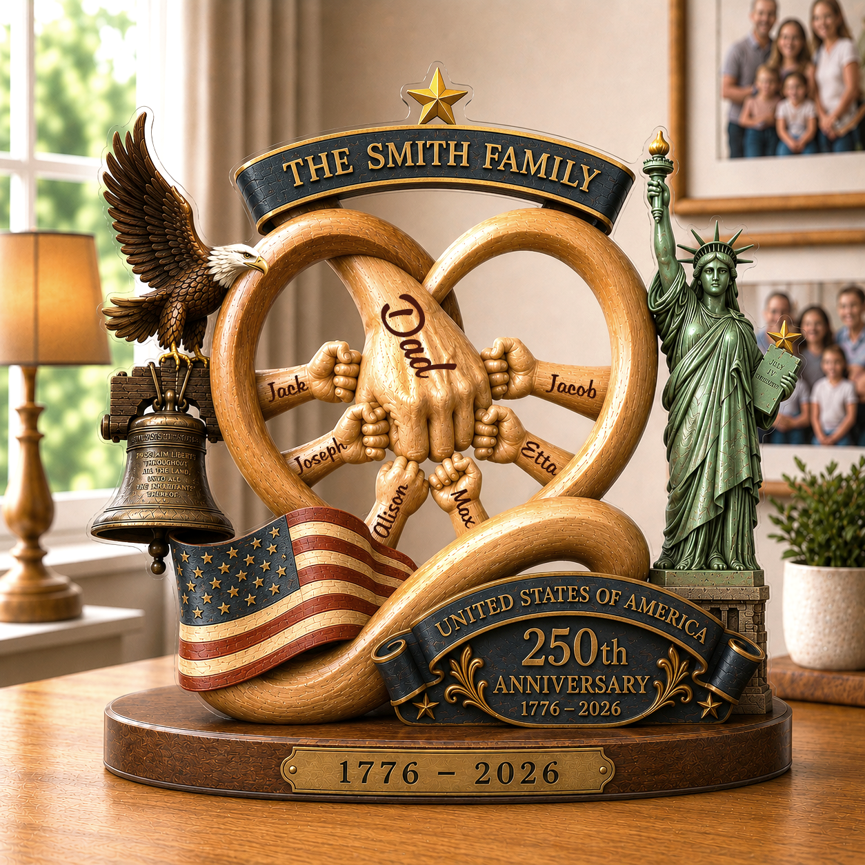 Personalized Family Fist Bump 250th USA Anniversary Decor - Custom Shaped Acrylic Plaque