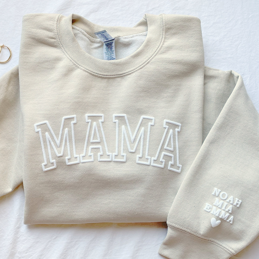 Personalized Mama Sweatshirt with Kid Names on Sleeve, Christmas Gift, Birthday Gift for Mom, New Mom Gift
