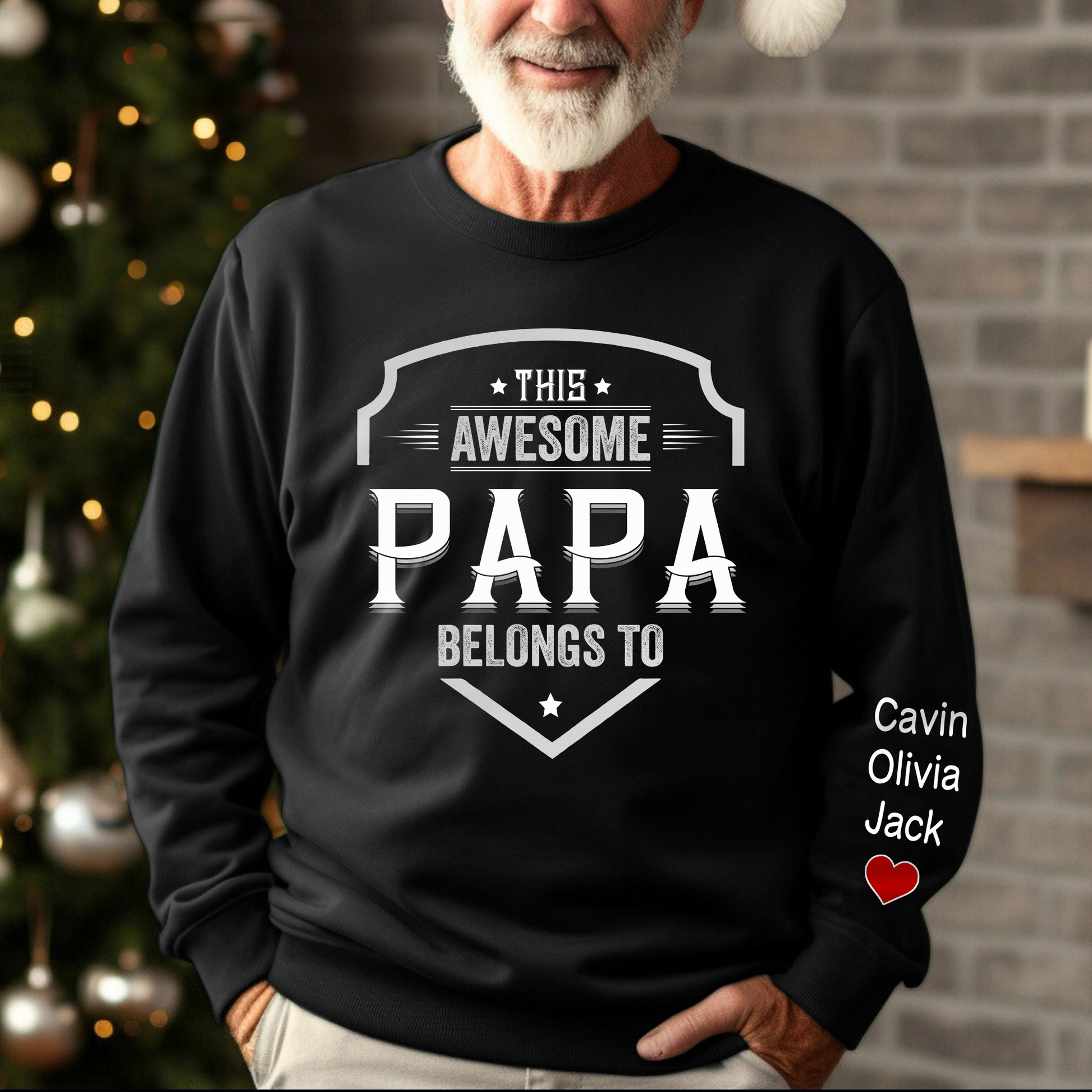 This Awesome Papa Belongs To, Custom Papa And Kids, Papa Gift Sweatshirt