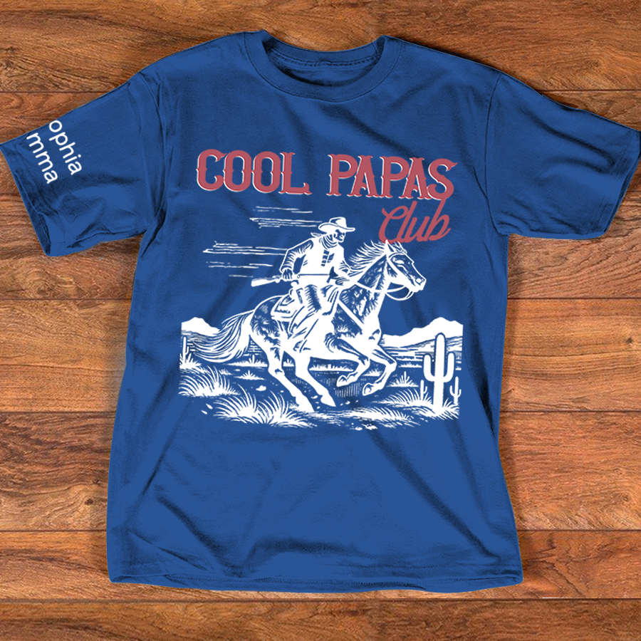Personalized Cool Papas Club Personalized Cowboy Shirt - Custom Dad Gift with Kids' Names, Perfect for Father's Day, Family Gift for Fathers Day Birthday