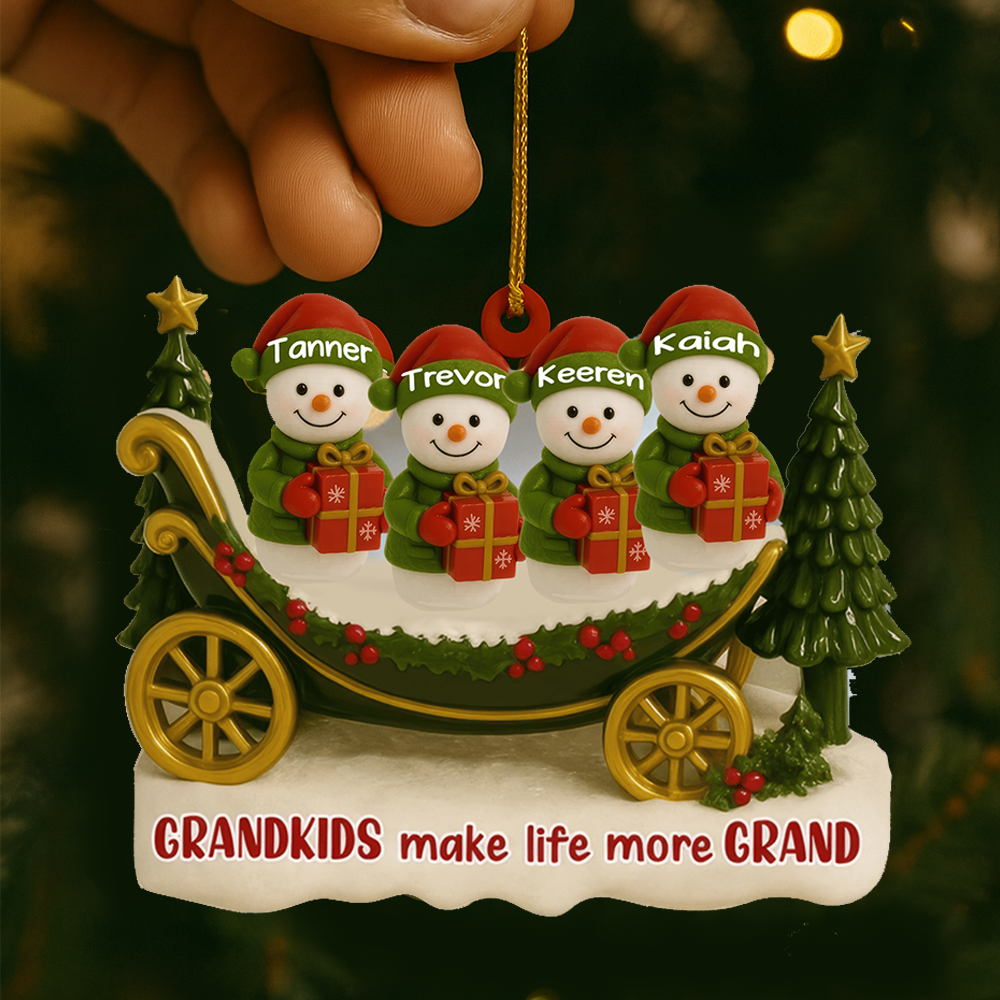 Personalized Grandkids Make Life More Grand Ornament – Custom Sleigh Christmas Gift for Grandparents Ornament