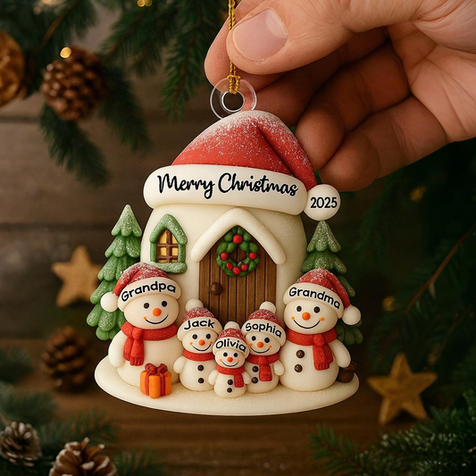 Personalized Snowman Family Acrylic Ornament, Christmas Tree Decoration & Gift for Families Ornament