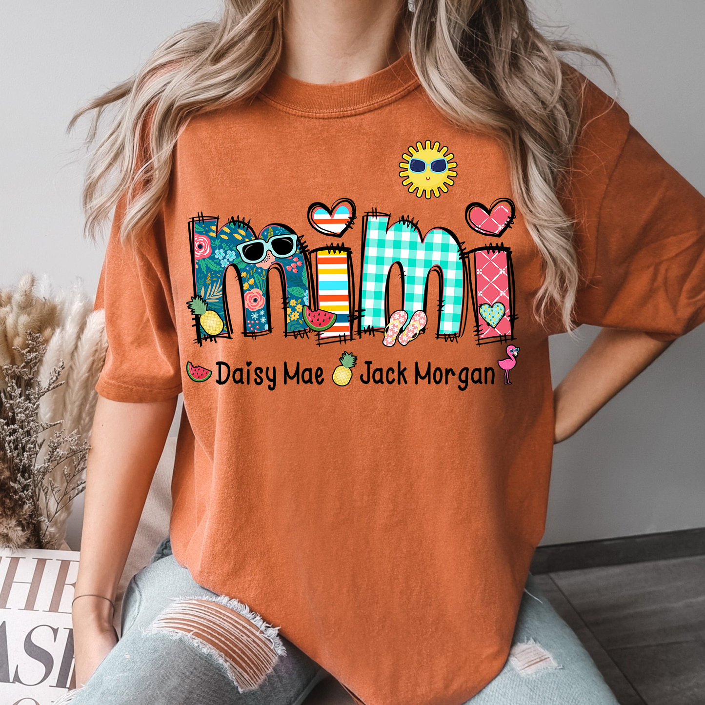 Comfort Colors® Personalize Mimi Summer 2026 Shirt, Custom Grandma And Grandkids Shirt, Gifts For Grandma Shirt