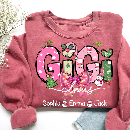 Gigi claus tree santa And Grandkids Christmas Sweatshirt