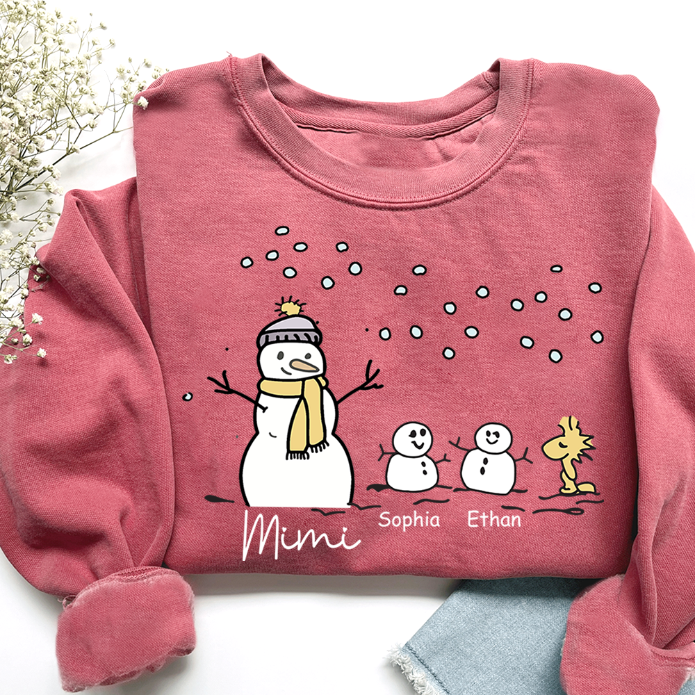 Personalized Mimi Snowman Sweatshirt with Grandkids – Christmas Gifts Sweatshirt