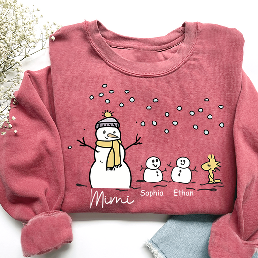 Personalized Mimi Snowman Sweatshirt with Grandkids – Christmas Gifts Sweatshirt