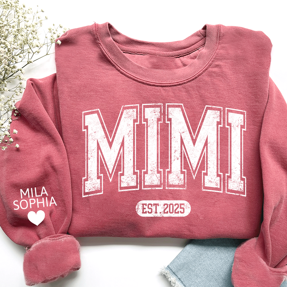 Mimi est with Grandkids’ Names, Custom Gift for Grandma Sweatshirt