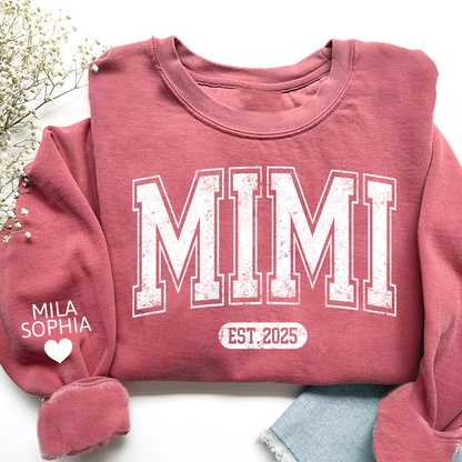 Mimi est with Grandkids’ Names, Custom Gift for Grandma Sweatshirt