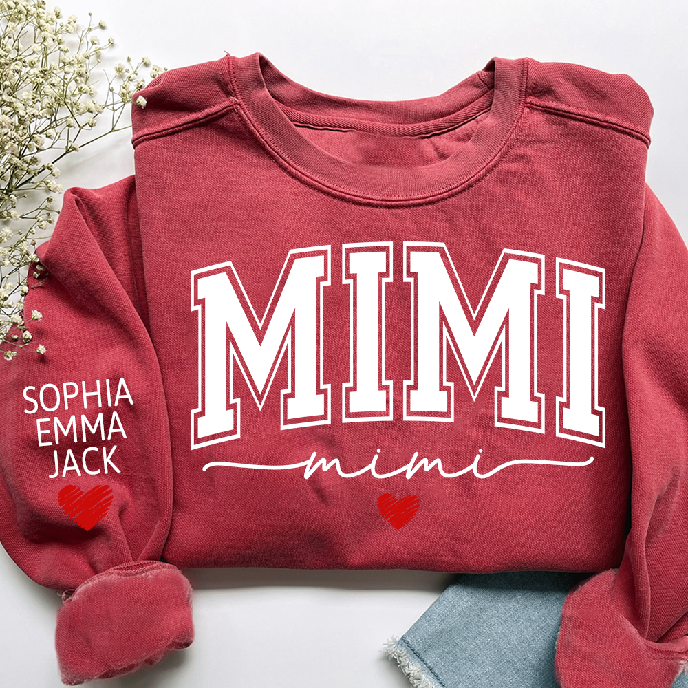 Personalized Mimi Sweatshirt with Grandkids’ Names, Gift for Grandma Birthday Christmas Sweatshirt