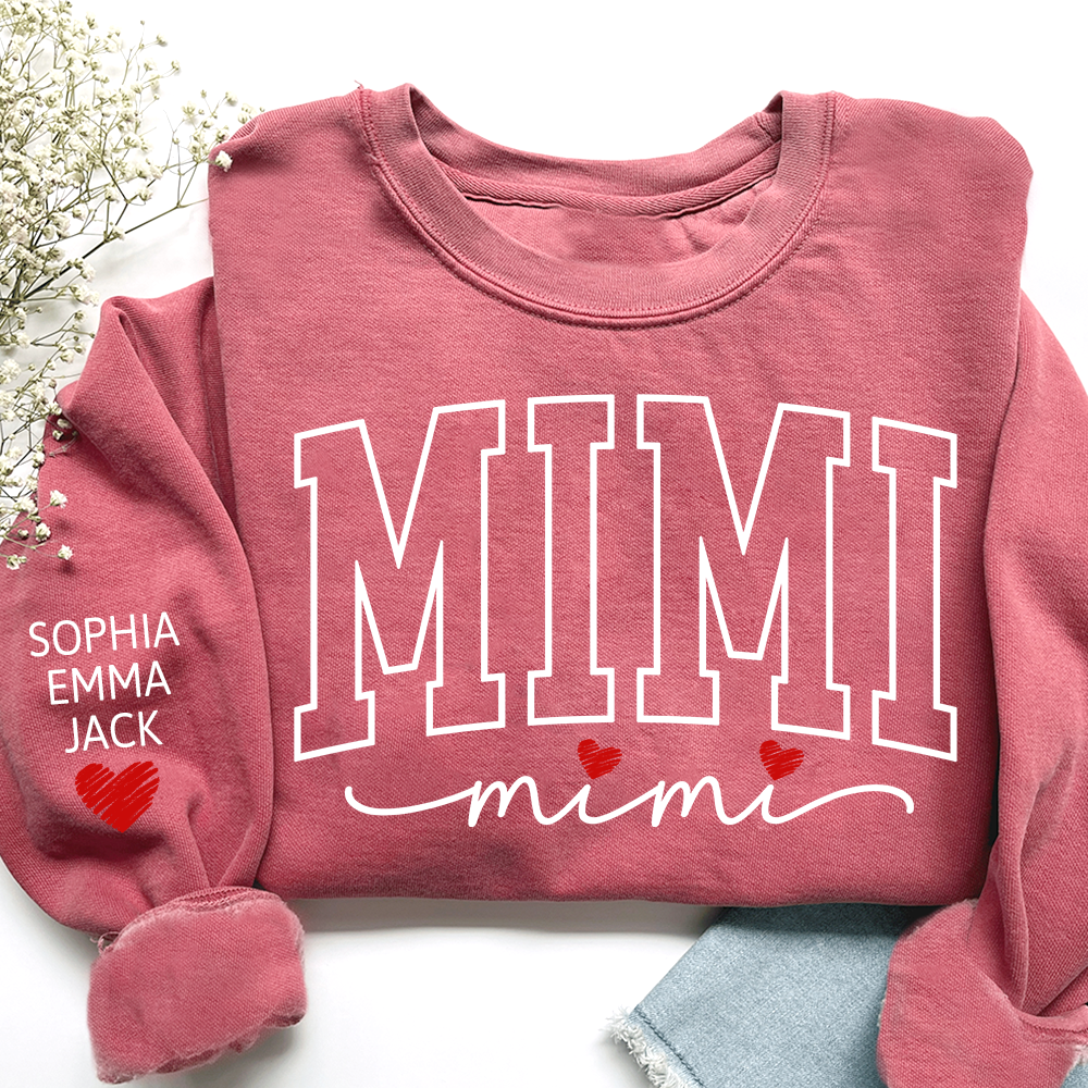 Personalized Mimi And Grandkids Heart Sweatshirt