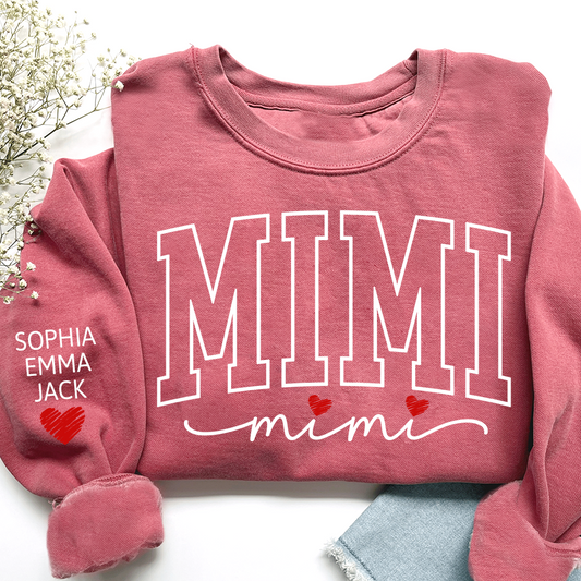 Personalized Mimi And Grandkids Heart Sweatshirt