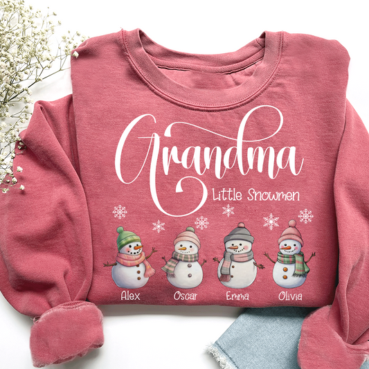 Grandma Little Snowmen And Grandkids Merry Christmas Sweatshirt