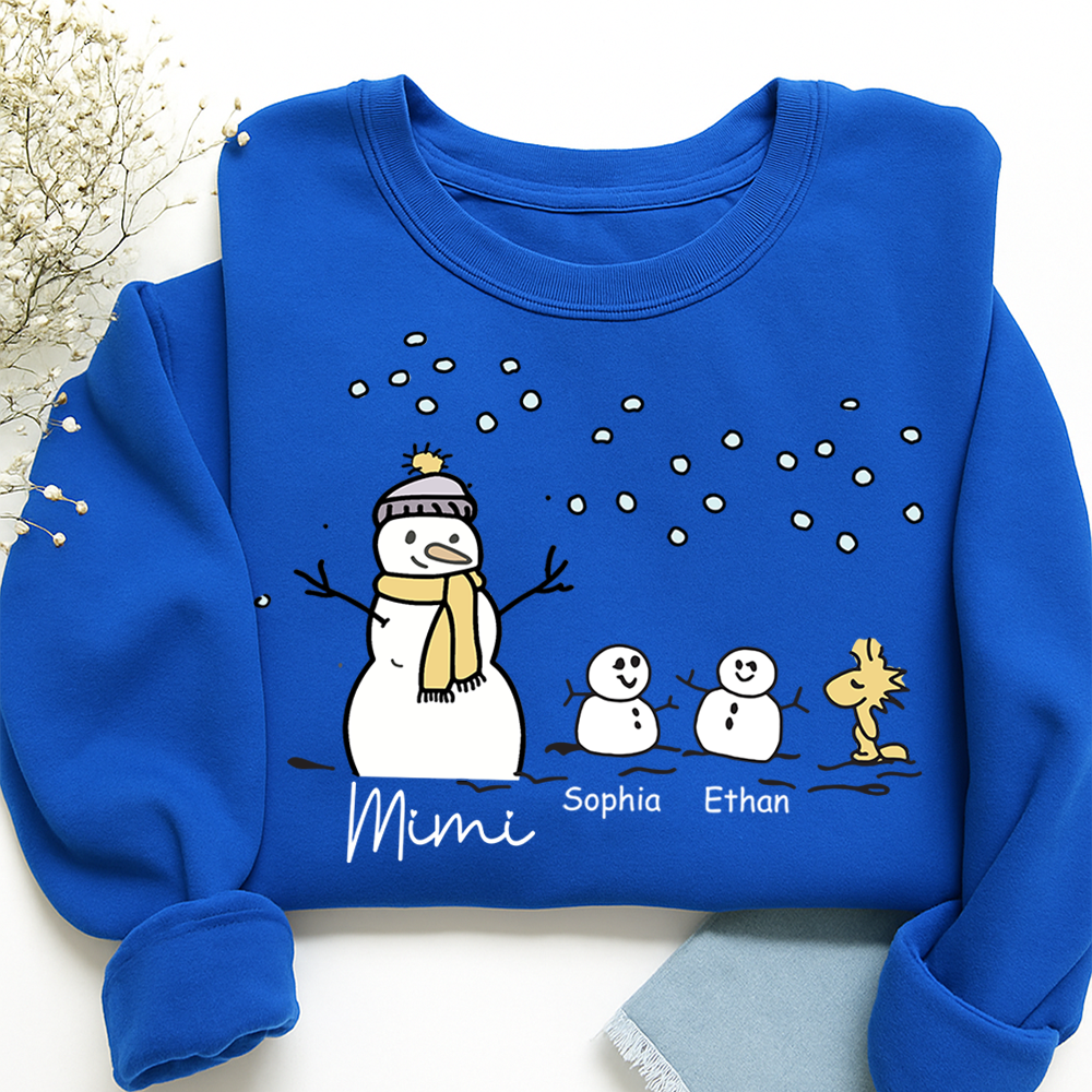 Personalized Mimi Snowman Sweatshirt with Grandkids – Christmas Gifts Sweatshirt